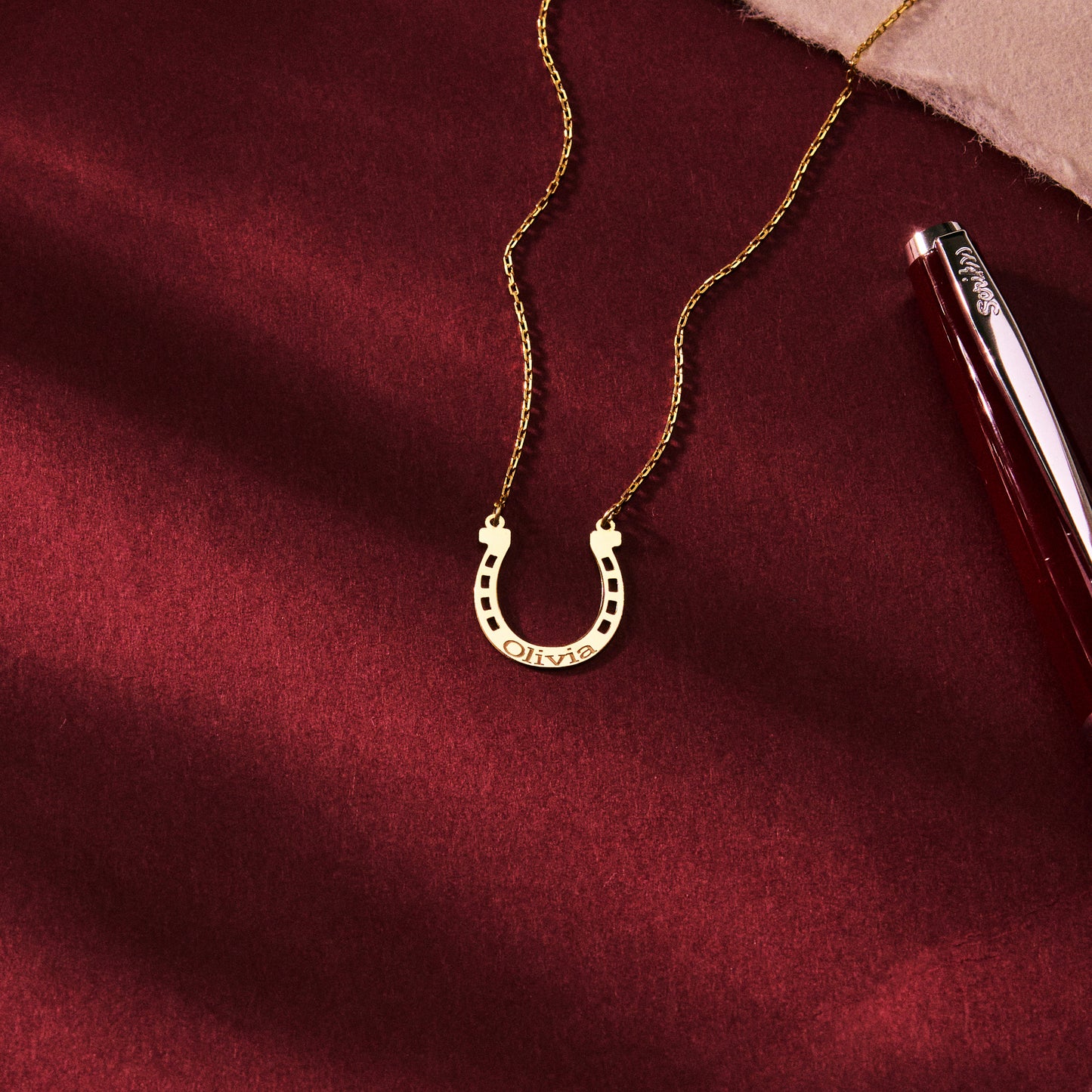 Custom Horseshoe Necklace w/Name