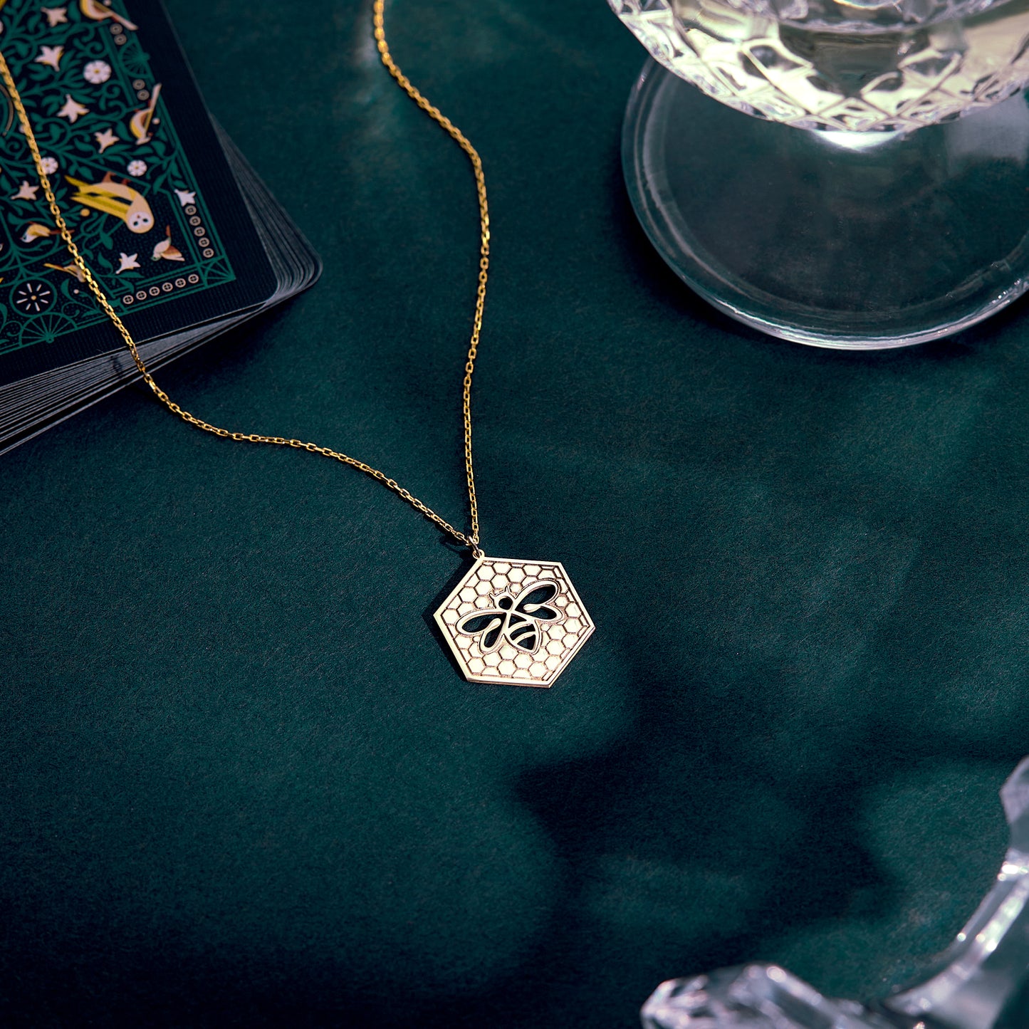 Bee Necklace with Honeycomb