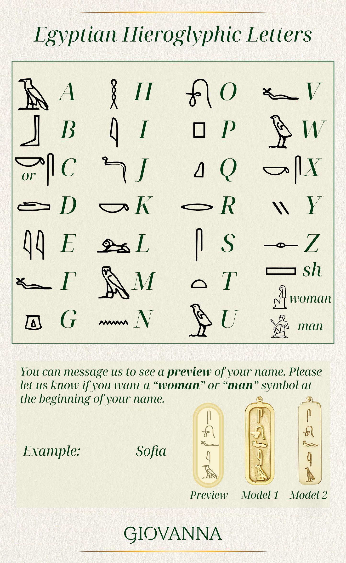 Custom Egyptian Cartouche Necklace