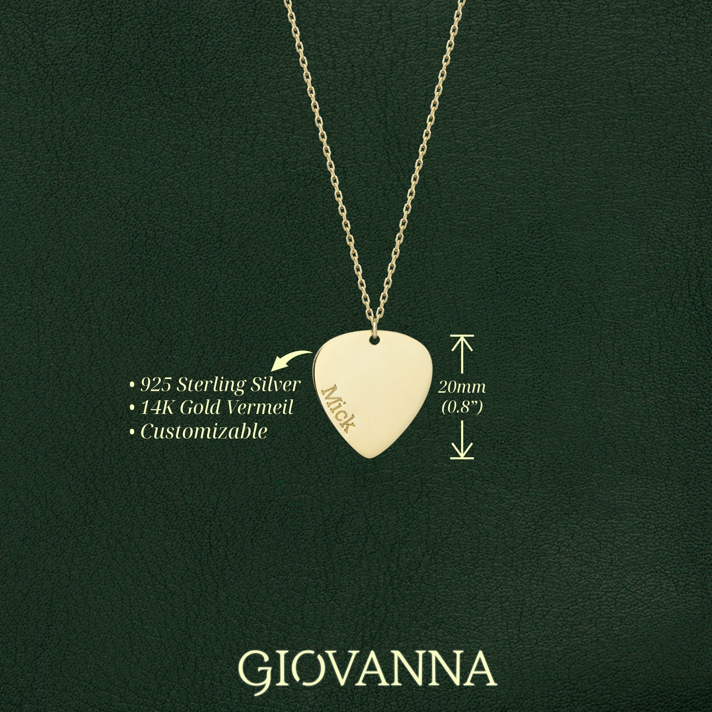 Personalized Guitar Pick Necklace