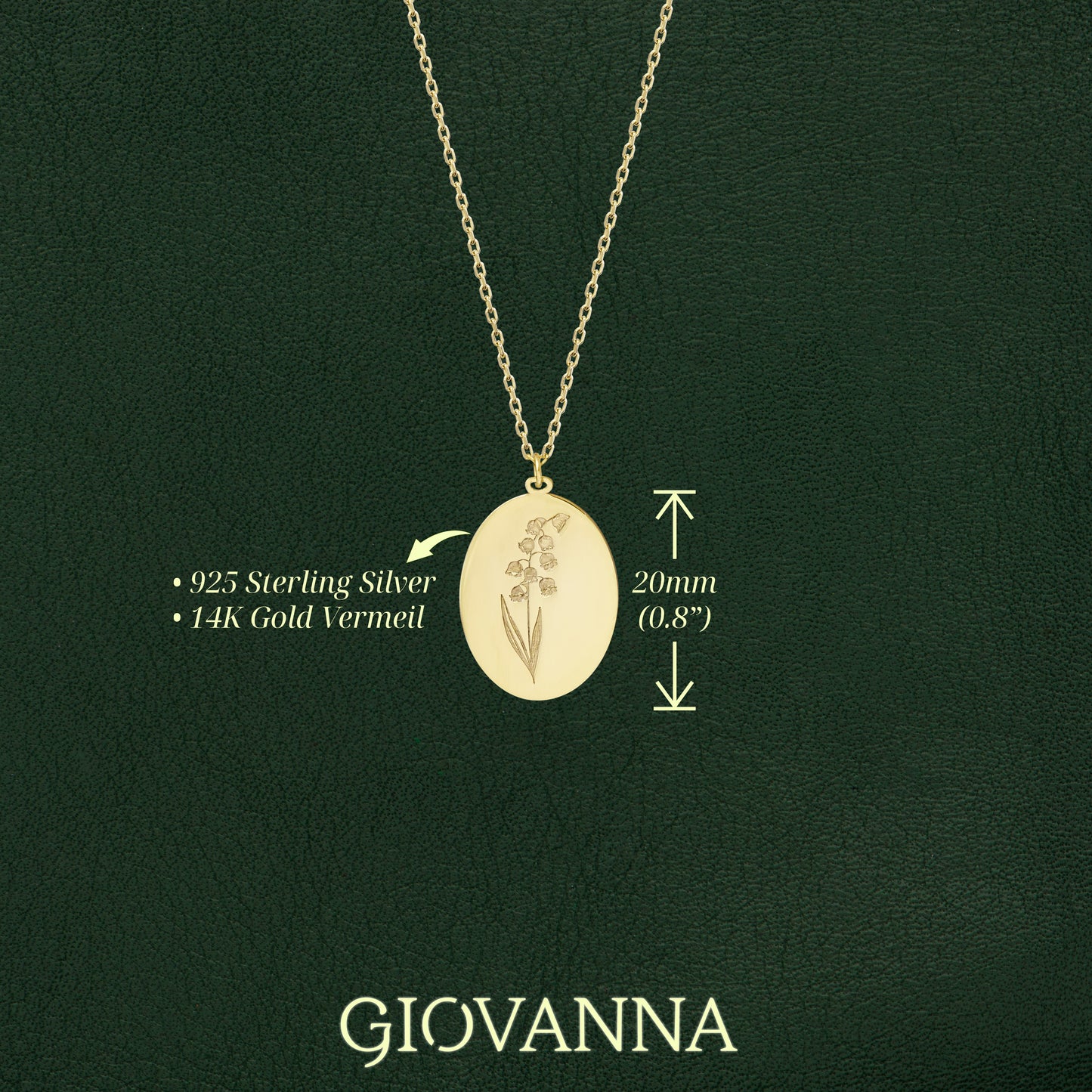 Custom Birth Flower Necklace - Oval