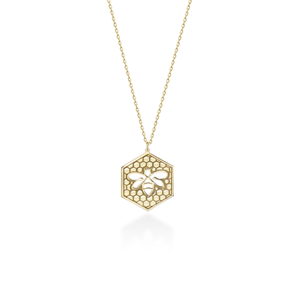 Bee Necklace with Honeycomb