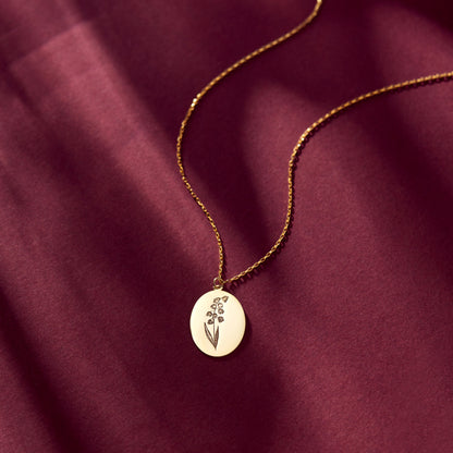 Custom Birth Flower Necklace - Oval